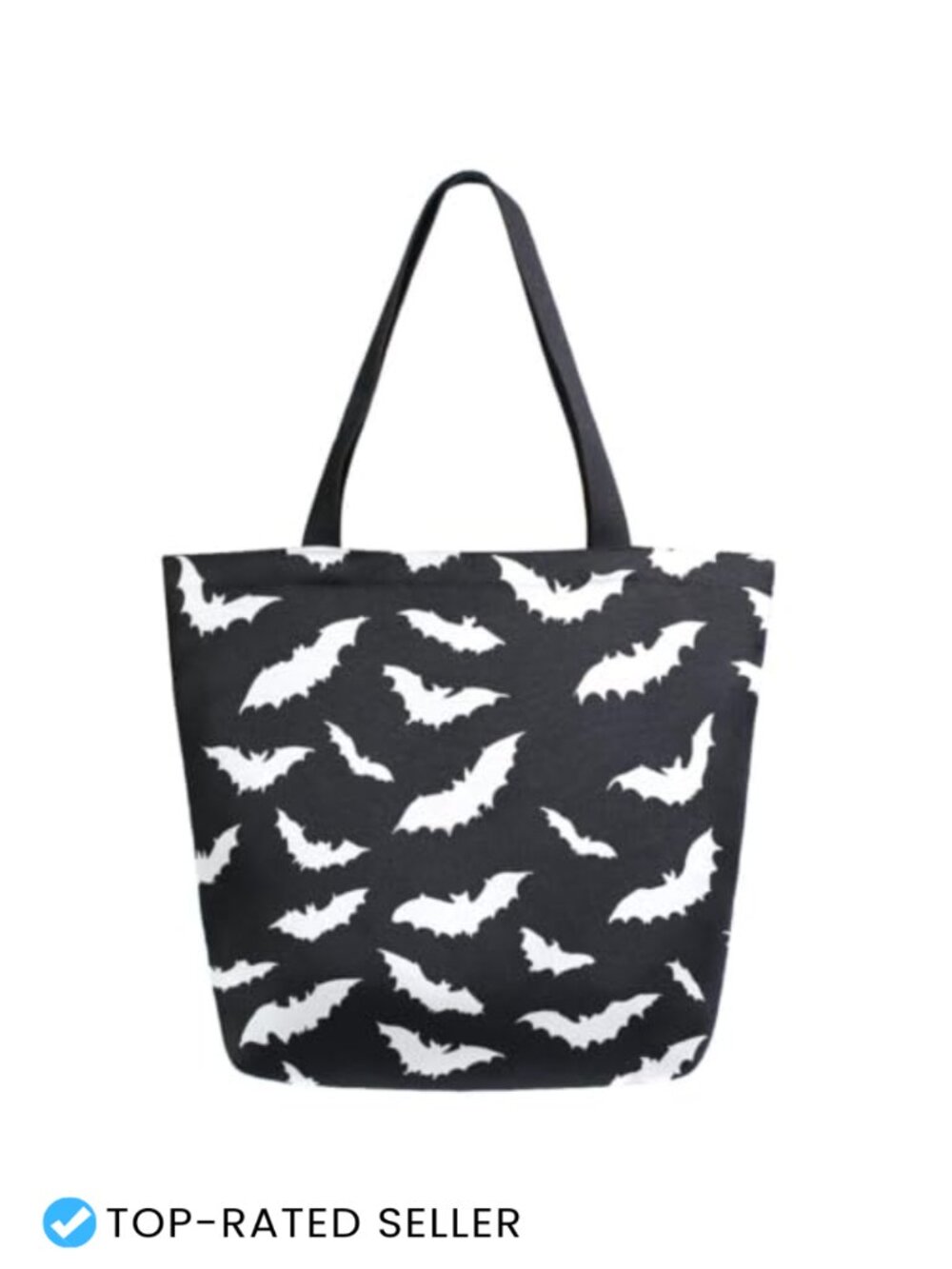 Extra Large Canvas Shoulder Tote Bag Halloween Bats Pattern Reusable Shopping